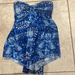 Blue No Boundaries Strapless Top